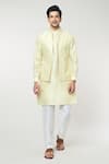 Shop_RNG Safawala_Green Dupion Silk Plain Pintuck Bundi And Kurta Set _Online_at_Aza_Fashions