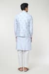 Shop_RNG Safawala_Blue Raw Silk Embroidery Thread Floral Bundi And Kurta Set _at_Aza_Fashions