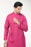 RNG Safawala_Fuchsia Modal Silk Plain Pintuck Kurta And Pant Set _at_Aza_Fashions