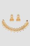 Buy_Zevar By Geeta_Gold Plated Pearls, Glorious Padma Gaze Kundan And Polki Embellished Necklace Set _at_Aza_Fashions