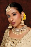 Buy_Zevar By Geeta_Gold Plated Pearls, Piping, Lara Bloom Kundan And Polki Embellished Necklace Set _at_Aza_Fashions