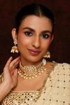 Buy_Zevar By Geeta_Gold Plated Pearls Gul Jaal Kundan And Polki Embellished Necklace Set _at_Aza_Fashions