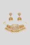 Shop_Zevar By Geeta_Gold Plated Pearls Gul Jaal Kundan And Polki Embellished Necklace Set _at_Aza_Fashions