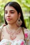 Buy_Zevar by Geeta_Pink Kundan Floral Studded Necklace Set _at_Aza_Fashions