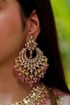 Zevar by Geeta_Pink Kundan Floral Studded Necklace Set _Online_at_Aza_Fashions