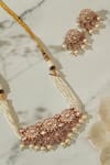 Shop Zevar By Geeta Purple Pearls, Beads, Diamonds Kundan Studded Floral Choker Necklace Set at Aza Fashions Shop_Zevar By Geeta_Purple Pearls, Beads, Diamonds Kundan Studded Floral Choker Necklace Set _at_Aza_Fashions