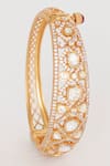 Shop_Zevar By Geeta_Gold Plated Crystals Moissanite Stone Studded Kada _at_Aza_Fashions