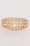 Buy_Zevar By Geeta_Gold Plated Crystals Clustered Moissanite Studded Kada_at_Aza_Fashions