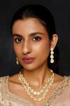 Buy_Zevar By Geeta_Gold Plated Diamonds, Stones Moissanite Studded Double Layer Necklace Set _at_Aza_Fashions