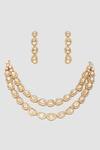 Shop_Zevar By Geeta_Gold Plated Diamonds, Stones Moissanite Studded Double Layer Necklace Set _at_Aza_Fashions