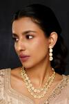Zevar By Geeta_Gold Plated Diamonds, Stones Moissanite Studded Double Layer Necklace Set _Online_at_Aza_Fashions