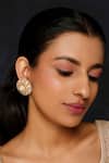 Buy_Zevar By Geeta_Gold Plated Crystals Moissanite Studded Earrings _at_Aza_Fashions