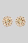 Shop_Zevar By Geeta_Gold Plated Crystals Moissanite Studded Earrings _at_Aza_Fashions