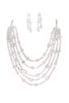 Buy_Zevar By Geeta_White Imitation Diamonds Embellished Layered Necklace Set _at_Aza_Fashions