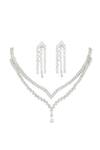 Buy_Zevar By Geeta_White Imitation Diamonds Studded Layered Necklace Set _at_Aza_Fashions