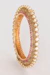 Shop_Zevar By Geeta_Red Stones, Zari Kundan Embellished Kada - Set Of 2 _at_Aza_Fashions