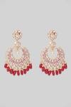 Buy_Zevar By Geeta_Red Beads, Diamonds Moissanite Polki Embellished Chandbalis _at_Aza_Fashions