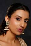 Buy Zevar By Geeta Pink Diamonds, Pearls Moissanite Polki Embellished Jhumkas at Aza Fashions Buy_Zevar By Geeta_Pink Diamonds, Pearls Moissanite Polki Embellished Jhumkas_at_Aza_Fashions