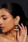Zevar By Geeta Pink Diamonds, Pearls Moissanite Polki Embellished Jhumkas Online at Aza Fashions Zevar By Geeta_Pink Diamonds, Pearls Moissanite Polki Embellished Jhumkas_Online_at_Aza_Fashions