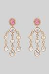 Shop_Zevar By Geeta_Pink Stones, Diamonds Studded Earrings _at_Aza_Fashions
