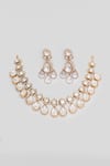 Shop_Zevar By Geeta_Gold Plated Stones, Mirrors, Diamonds Moissanite Polki Embellished Necklace Set _at_Aza_Fashions