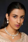 Buy_Zevar By Geeta_Gold Plated Diamonds, Stones Moissanite Polki Embellished Pendant Choker Set _at_Aza_Fashions