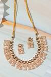 Shop_Zevar By Geeta_Gold Plated Stones Polki Embellished Necklace Set _at_Aza_Fashions