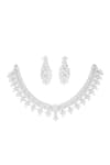 Shop_Zevar By Geeta_White Diamonds Faux Embellished Necklace Set _at_Aza_Fashions