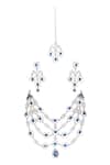 Buy_Zevar By Geeta_Blue Imitation Diamonds Layered Embellished Long Necklace Set _at_Aza_Fashions