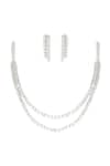 Buy_Zevar By Geeta_White Imitation Diamonds Embellished Double Layered Necklace Set _at_Aza_Fashions