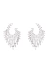 Shop_Zevar by Geeta_White Faux Diamonds Embellished Statement Earrings _at_Aza_Fashions