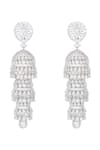 Buy_Zevar by Geeta_White Faux Diamond Embellished Dangler Earrings _at_Aza_Fashions