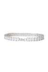 Shop_ZEVAR BY GEETA_White Faux Diamond Embellished Bracelet _at_Aza_Fashions