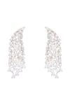 Shop_ZEVAR BY GEETA_White Faux Diamonds 4 String Embellished Earrings _at_Aza_Fashions