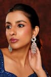 Buy_Zevar by Geeta_White Faux Diamond Embellished Danglers _at_Aza_Fashions