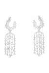 Shop_Zevar by Geeta_White Faux Diamond Embellished Danglers _at_Aza_Fashions