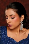 Zevar by Geeta_White Faux Diamond Embellished Danglers _Online_at_Aza_Fashions