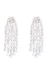 Shop_Zevar by Geeta_White Faux Diamonds Embellished String Earrings _at_Aza_Fashions