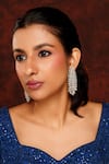 Zevar by Geeta_White Faux Diamonds Embellished String Earrings _Online_at_Aza_Fashions