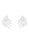 Shop_Zevar by Geeta_White Faux Diamonds Embellished Statement Earrings _at_Aza_Fashions