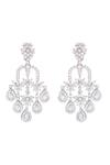 Buy_Zevar by Geeta_White Diamond Embellished Dangler Earrings _at_Aza_Fashions