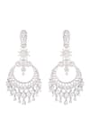 Buy_Zevar by Geeta_White Diamond Crescent Moon Carved Dangler Earrings _at_Aza_Fashions