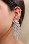 Buy_Zevar by Geeta_White Diamond Embellished Earrings _at_Aza_Fashions