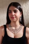 Buy_Zevar by Geeta_White Diamond Embellished Layered Necklace Set _at_Aza_Fashions