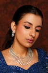 Buy_Zevar by Geeta_White Diamond Layered Embellished Necklace Set _at_Aza_Fashions