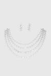 Shop_Zevar by Geeta_White Diamond Layered Embellished Necklace Set _at_Aza_Fashions