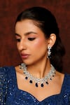 Shop_ZEVAR BY GEETA_Blue Diamond Contrast Stone Embellished Necklace Set _at_Aza_Fashions