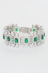 Buy_Zevar by Geeta_Green Diamond Contrast Stone Embellished Bracelet _at_Aza_Fashions