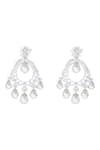 Shop_Zevar by Geeta_White Diamond Geometric Carved Embellished Earrings _at_Aza_Fashions