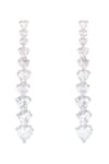 Shop_Zevar by Geeta_White Diamond Embellished Vertical Line Earrings _at_Aza_Fashions